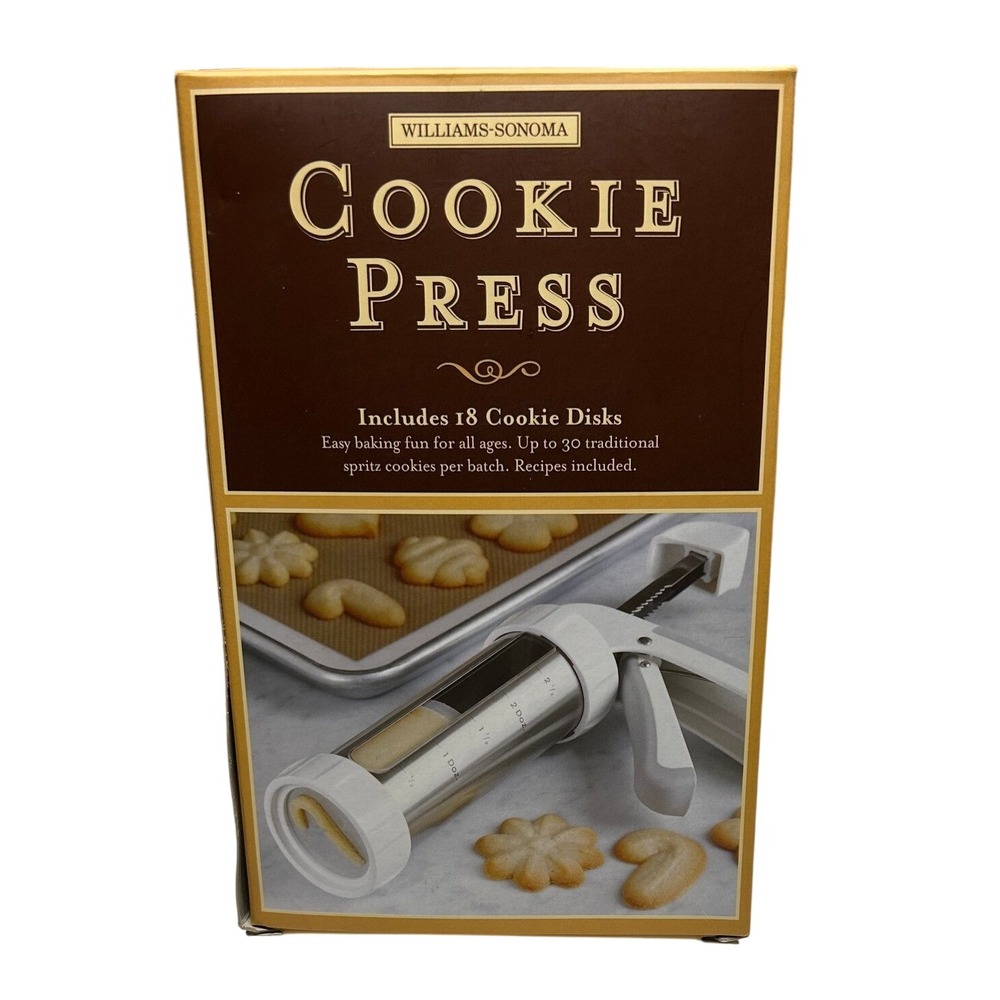 Williams-Sonoma Cookie Press Unisex OS Silver Good 18 Disks Stainless Steel 2003